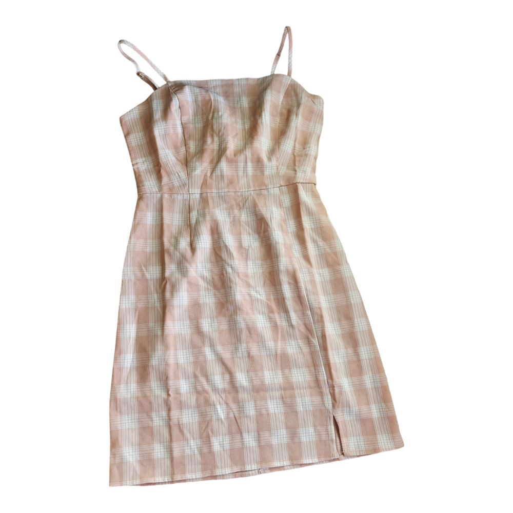 BP XS Pink Plaid Sleeveless Zip Closure Mini Dress